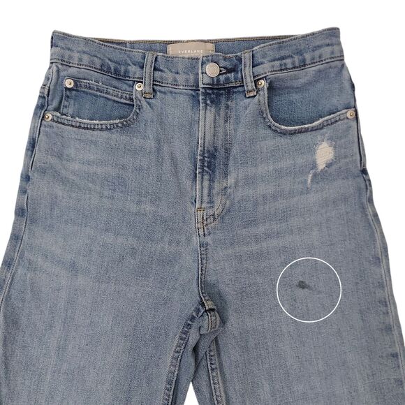 Everlane The Way High Jean Womens 27 Blue Raw Hem Organic Cotton Straight Leg. - Picture 2 of 13